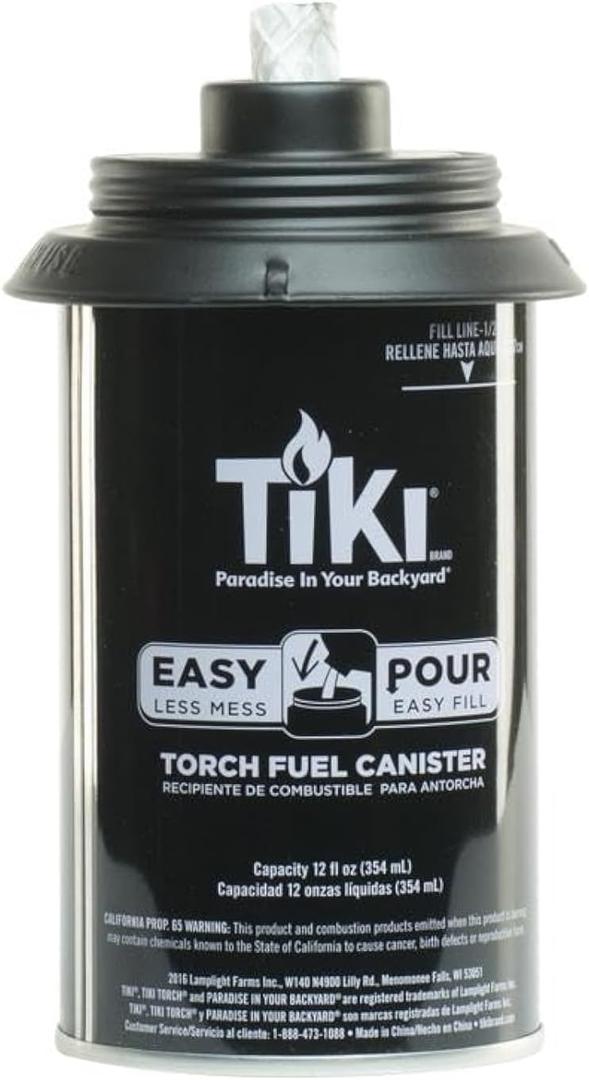Tiki 1317054 Easy Pour Metal Replacement Torch Fuel Canisters w/Wick - Quantity 4