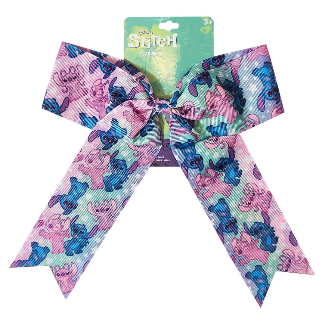 2 x LUV HER Disney Stitch Hair Bows For Girls - One Large Printed Hair Bow Featuring your Favorite Stitch Characters - Alligator Clip - Large Bows for Daily Styling or Special Occasions, Ages 3+