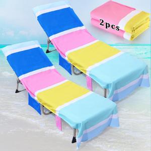2 Pack Beach Lounge Chair Cover with Side Pockets Beach Chaise Lounge Chair Cover Microfiber Pool Chair Cover Soft Beach Chair Towel for Outdoor Beach Furniture Sunbathing Garden Beach Hotel