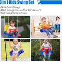 IFOYO 3-in-1 Convertible Kids Swing Seat with Detachable High-Back Support, Secure Indoor Outdoor Playground Swing for Kids