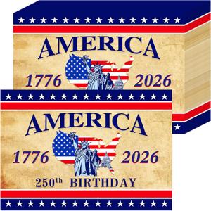 50Pcs Patriotic Paper Placemats Disposable 11x16 Inch, American Flag Red White Blue Star Striped Vintage Table Mats for 4th of July Memorial Day America 250th Birthday Party Decor