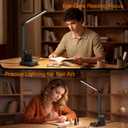 cozoo LED Desk Lamps for Home Office, Modern Dimmable Eye Caring Desk Light with USB Charging Ports AC Outlet, Pen Holder,Touch/Memory/Timer, Kids Small Table Lamp for Reading, Bedroom, Study, Craft