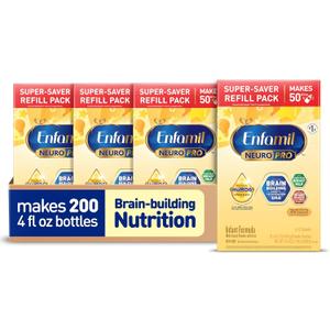 Enfamil NeuroPro Baby Formula, Infant Formula Nutrition, Triple Prebiotic Immune Blend, 2'FL HMO, & Expert-Recommended Omega-3 DHA, Perfect Choice for Baby Milk, Non-GMO, Refill Box, 31.4 Ounces (Pack of 4)