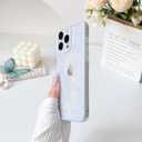 NITITOP Compatible with iPhone 16 Pro Case Clear Cute Line Rose Flower Floral Pattern for Women Girls Color Frame Slim Shockproof Protective Phone Cover - Blue