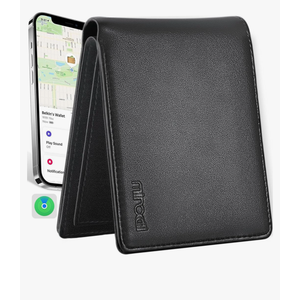 Wallet for Men Upgrade Replacement for AirTag Wallet Built-in Find My Real Time Tracker, RFID Blocking Classic Leather Bifold Stylish Mens Wallet with ID Window 6 Credit Card Holder Coin Pocket