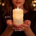 LUSHARBOR Rose Flameless Candles with Remote, Battery Operated Candles Rose Flower for Valentine's Day LED Pillar Candles Battery Powered for Mothers Day & Weddings, Set of 2 Ivory