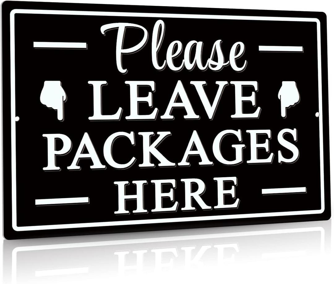 Please Leave Packages Here Metal Sign, Package Delivery Decor, Indoor/Outdoor Use for Front Door, Business, 12x8 Inches Aluminum Please Leave Packages Here Metal Sign, Package Delivery Decor, Indoor/Outdoor Use for Front Door, Business, 12x8 Inches Aluminum