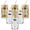 FoldTier 6 Pcs Graduation Gifts Glass Cup Class of 2026 Bulk 16 oz Drinking Cup with Lid and Straw College Her Him Graduate Gift Coffee Cup for Teen High School Grad Party Favor (Gold)