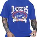 Baseball Shirts for Men Game Day Baseball Fan Shirt Mens Casual Baseball Team Short Sleeve Tees (Blue, XL)