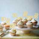 2 x Gyufise 24Pcs Happy 30th Birthday Cupcake Toppers Glitter Thirty 30 Fabulous Vintage 1995 Cupcake Picks for 30th Birthday Wedding Anniversary Party Cake Decorations Supplies Gold