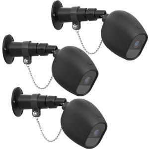HOLACA Security Outdoor Mount for Arlo pro Arlo pro 2 with Anti-Theft Chain,Silicone Protective Case-Extra Protection for Your Arlo Wireless Home Security Camera (3 Pack, Black)