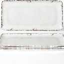 4-Pack 14" x 7" White Serving platter Set, Reusable Farmhouse Melamine Serving Platters for Cookie, Appetizer, Charcuterie, Snack, Party Food Display - Stackable Kitchen CounterTop Tray.