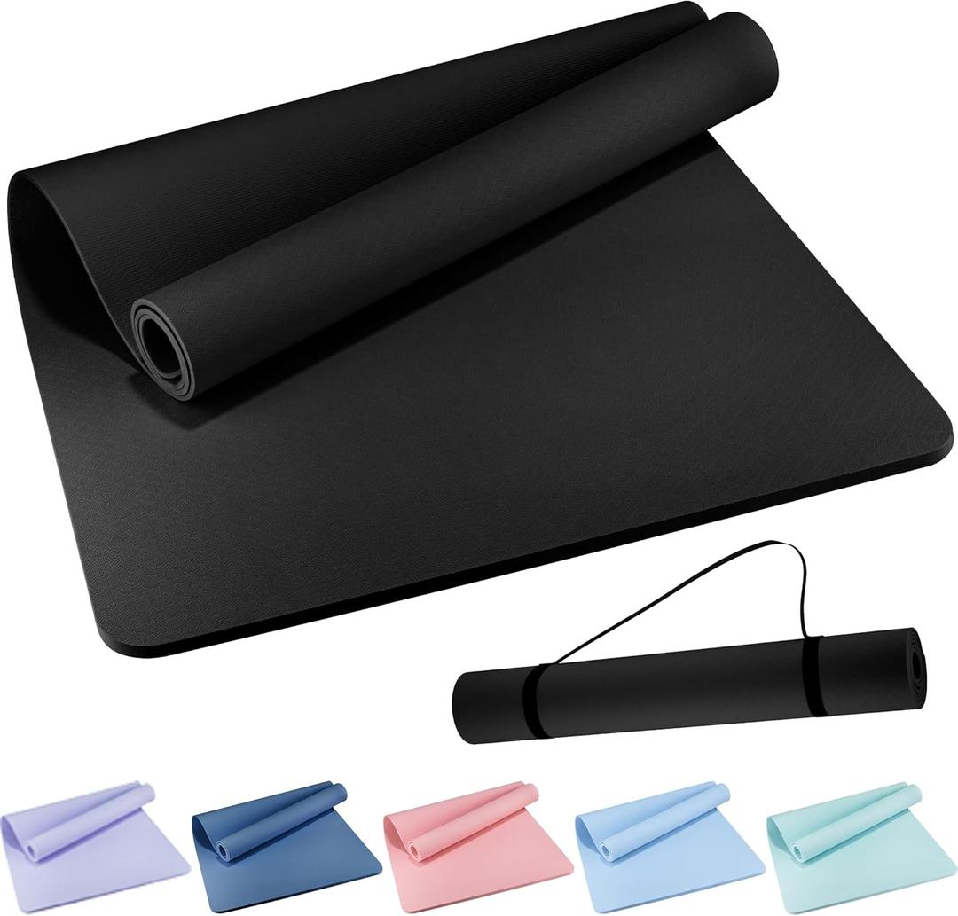 Extra Wide Yoga Mat 72" x 32", 6mm TPE Exercise Mat