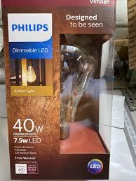 Philips 40Watt Equivalent A50 Dimmable Vintage Glass Edison LED Large Bulb 2000K Philips 40Watt Equivalent A50 Dimmable Vintage Glass Edison LED Large Bulb 2000K