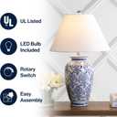 JONATHAN Y Juliana 26.25" Chinoiserie Ceramic Urn Table Lamp, Blue/White