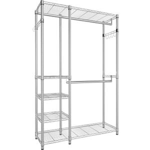 Simple Trending Heavy Duty Clothing Rack Loads 750 LBS, Garment Racks with Adjustable Shelves for Hanging Clothes, Metal Wardrobe Closet, Chrome
