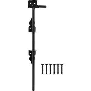 HILLMASTER 18" Heavy Duty Cane Bolt Gate Drop Rod for Wood Fence, Steel Drop Bolts Cane Bolt Hardware for Wooden Gater and Holding Doors, Black Finish