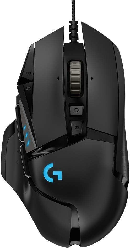 Logitech G502 HERO High Performance Wired Gaming Mouse, HERO 25K Sensor, 25,600 DPI, RGB, Adjustable Weights, 11 Programmable Buttons, On-Board Memory, PC / Mac