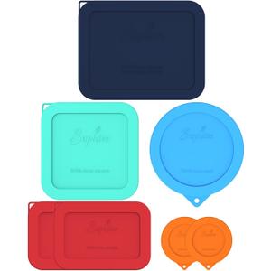 Sophico 7-Pack Silicone Lids for Pyrex Freshlock and SNAPWARE Glass Bowls - Airtight, Leakproof, Freezer/Dishwasher/Microwave Safe Replacement Rectangle CoversGlass bowls not included