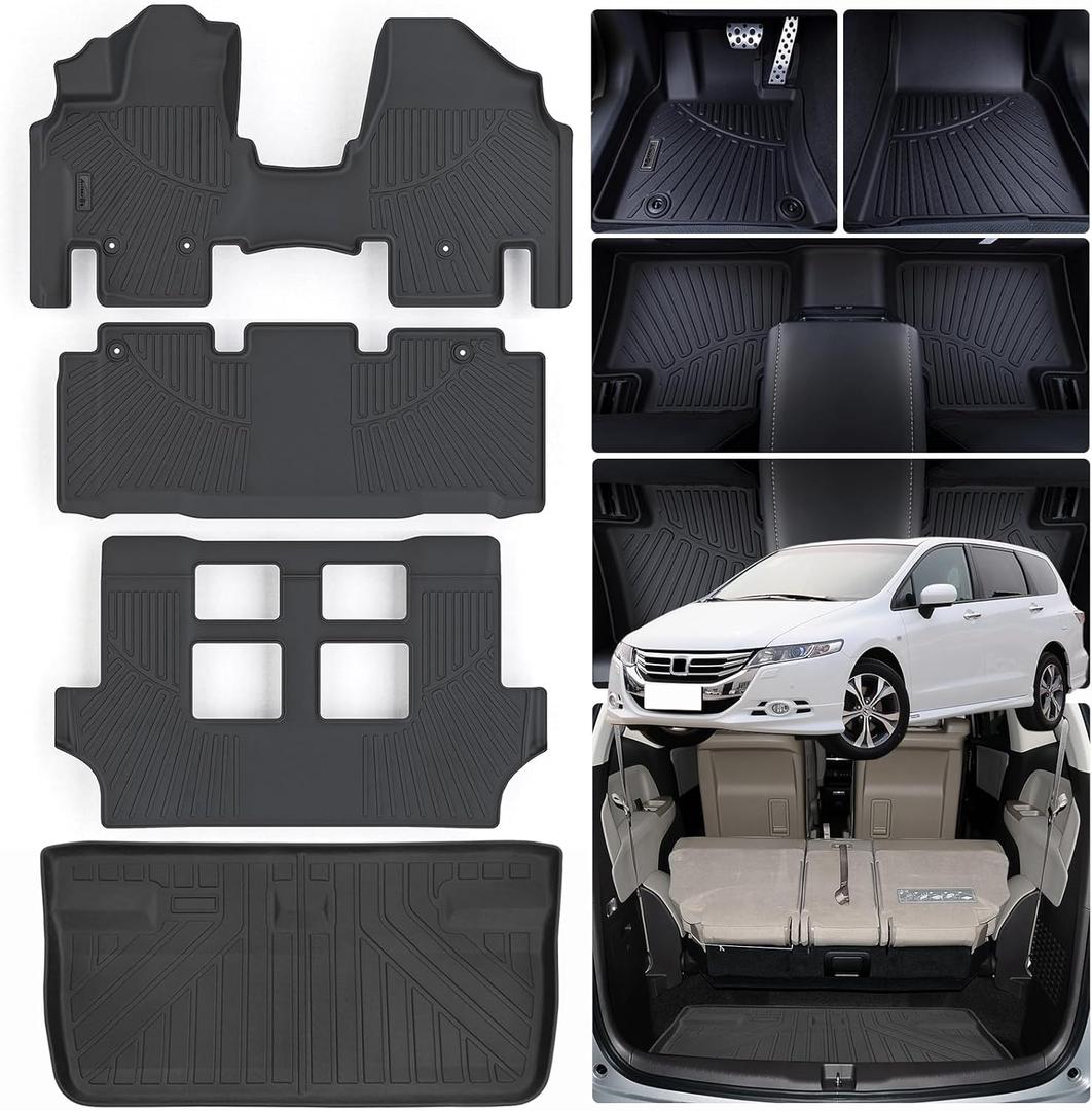 Floor Mats & Cargo Liners for 2011-2017 Honda Odyssey TPE All Weather Protection Car Floor Mats with Trunk Mat Waterproof Interior Accessories