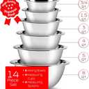 EATEX Stainless Steel Mixing Bowls with Measuring Cups & Spoons Set of 14 - Dishwasher Safe Nesting Mixing Bowl Set for Cooking, Baking & Meal Prep Non-Slip Premium Bowls