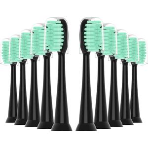 Replacement Toothbrush Heads 10 Pack,Compatible with AquaSonic Black Series (Black)