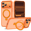 Compatible with iPhone 17 Pro Max Case with Invisible Magnetic O-Ring Stand Military-Grade Translucent Case for iPhone 17 ProMax 6.9" [Compatible with Mag-Safe][Great Grip Feeling],Orange