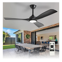 Depuley 52-Inch Ceiling Fan with Light: Black 3 Blade Outdoor Fans for Patios - Dimmable Indoor Fan with Remote Control Living Room Fandelier Ceiling Fans Ultra Quiet DC Motor Reversible 6 Speed Timer