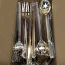 PULOTE 150PCS Gold Plastic Silverware Disposable - Heavy Duty Gold Plastic Cutlery - Gold Plastic Utensils Set Include 50 Knives,50 Forks,50 Spoons for Party&Wedding