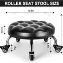 FLOLXNB Low Rolling Stool, Low Stool with Wheels, PU Leather Low Roller Seat Chair, Rolling Seat Stool for Home Office Garage Shop (Style 1)