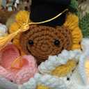 Retrowavy Graduation Crochet Flower Bouquet with Gift Box Bag and Card, Crochet Flowers Handmade Pink Tulips Sunflowers Bouquet Graduation Gifts for Women Friends Grad(Yellow, Grad)