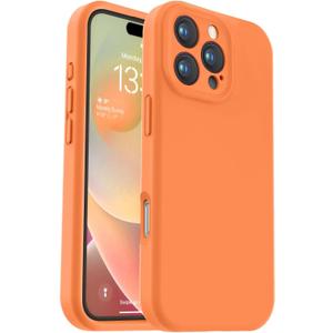 Vooii Compatible with iPhone 16 Pro Case, Liquid Silicone Upgrade [Camera Protection] [Soft Anti-Scratch Microfiber Lining] Shockproof Phone Case for iPhone 16 Pro 6.3 inch - Bright Orange