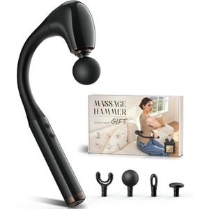 FVZ Massage Gun with Upgraded Extension Handle, 10MM Massage Gun Deep Tissue, Back Massager, Muscles/Neck/Shoulders/Waist/Legs Massager Portable for Pain Relief, Gifts for Men (Black)