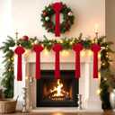 Daifunli 8 Pcs Extra Large Valentines Day Velvet Bows, 17.7 x 8.7 Vintage Raw Edge Ribbon Swag Bows for Romantic Home Decor, Door Wall Mantel Hanging Decorations(Red,8.7 x 17.7 x 3 in)