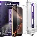 [2-Pack Matte Screen Protector for iPhone 16 Pro / 17, AG Anti-Glare Tempered Glass, Anti-Fingerprint Scratch Resistant, Auto Alignment Installation Frame, Case-Friendly
