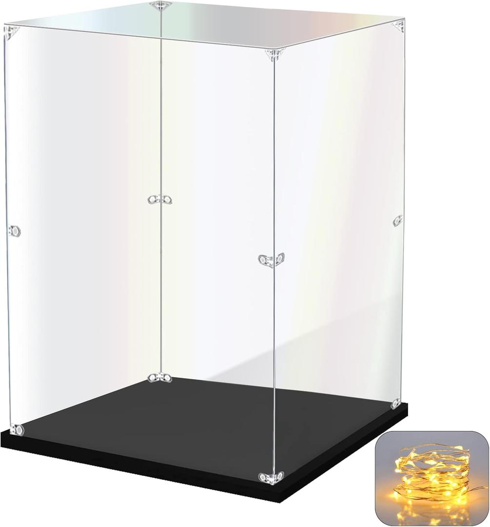 Acrylic Display Case for Collectibles Assemble Clear Acrylic Display Box for Lego Alternative Glass Case for Showcasing Figures Doll Toys Home Storage(10x6x14 inch, 25x15x35 cm)