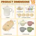 Wooden Tea Set for Toddlers 3-5, 15 Piece Tea Party Set with Teapot, Cups, Spoons and Tray for Girls and Boys, Pretend Play Kids Kitchen Accessories for Ages 3-6