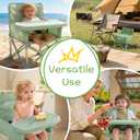 Portable Baby Chair,Portable 3-in-1 Baby Booster Seat with Tray,Folding Toddler High Chair for Travel,Camping, Home & Dining, Easy to Clean & Store, Safe with Child Safety Belt Carry Bag(Green)