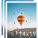 JCJMY 14x19 White Picture Frame Set of 3, Horizontal and Vertical Formats for Wall Hanging, 14 x 19 Wall Gallery Poster Photo Frames with Shatter Resistant Plexiglass, 3 Pack, White