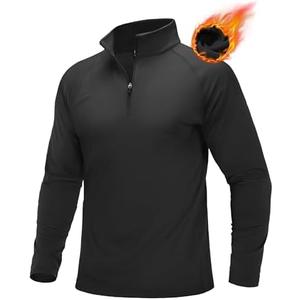MAGCOMSEN Men's Quarter Zip Pullover Long Sleeve Sweatshirts Fleece Lined Golf Pullover Thermal Gym Workout Tops, XL