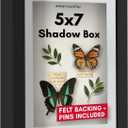 Americanflat 5x7 Shadow Box Frame with Shatter-Resistant Glass - Use as 4x6 Frame with Mat or 5x7 Without Mat - Silhouette Collection - Black with Soft Felt Back