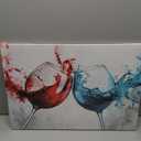 Kitchen Canvas Wall Art Wine Picture Wall Decor Teal and Red Wine Painting Prints Modern Artwork for Bar Restaurant Dining Room Home Decor Framed(Art-1,16.00x24.00 inch)
