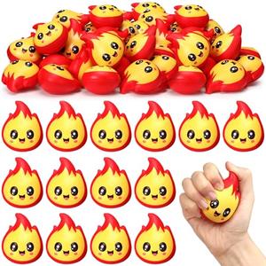 Soaoo 24 Pcs Fire Stress Balls Fake Fire Funny Squeeze Stress Relief Balls Toys for Adults Fidget Toy Therapy Fidget Appreciation Gifts for Christmas Office Coworker Birthday Office Stuffer