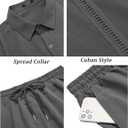 COOFANDY Men's 2 Piece Short Set Cuban Guayabera Shirts Short Sleeve Casual Beach Outfits Set (M)