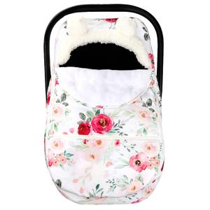 Car Seat Covers for Babies Winter, Flower Carseat Cover Girls, Zipped Cozy & Warm Cover, Universal, Ultra-Soft Breathable, Removable Design Infant Car Seat Canopy