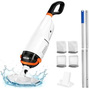 Cordless Handheld Pool Vacuum for Above Ground Pool -Upgraded 26.5GPM Real Suction,Time-Saving Directional-Control,1H Runtime,2 Vac Heads &4 Filter Bags for Hot Tubs & Inground Pools -Multi