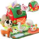 Baby Toys 6-12 Months, Montessori Toys for 1 2 Years Old Babies, Surprise Barn Stuffed Farm Animals Rattle Crinkle Mirror Sensory Balls for Toddlers 1-3, Baby Boy Girl Gifts, Easter Basket Stuffer