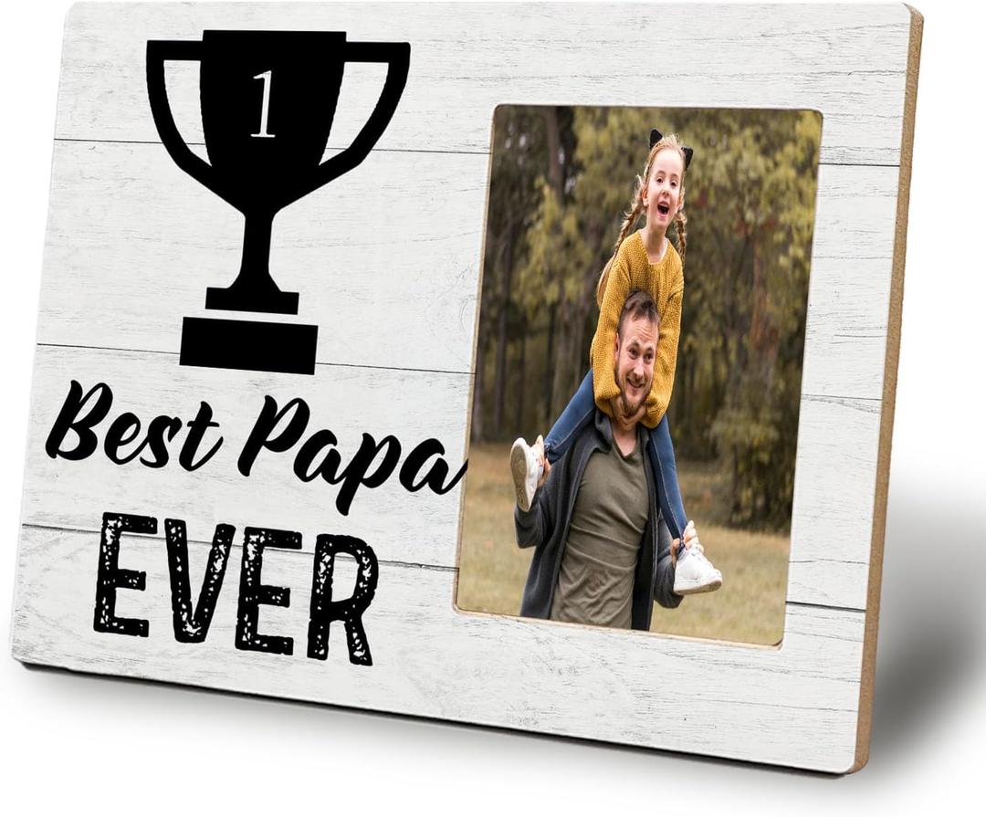 UNCDLV Papa Gift Picture Frames, Best Papa Ever Gifts for Dad Frame, Dad Gifts from Daughter Son, Grandpa Picture Frame for Shelf Bedroom Livingroom Table Desk Gift for Women 10x15cm