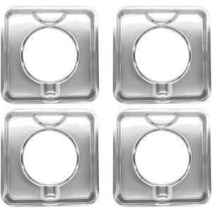 SGP-400 4 Pack Replacement Ultimate Chrome Drip Pan Square 7.75" x 7.75" Gas Range Drip Pan Replaces 786333 PS11744751 WP786333 AP6011553 Professional Grade Heavy-Duty Heat Reflection
