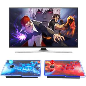 HHU Pandora Box Arcade Game Console 32000 Games Pre-InstallTwo Separate JoysticksRetro Game Machine for TV PC Projector, Supports Up to 4 Players, Full HD Output, Red & Blue, 12.3 Inches